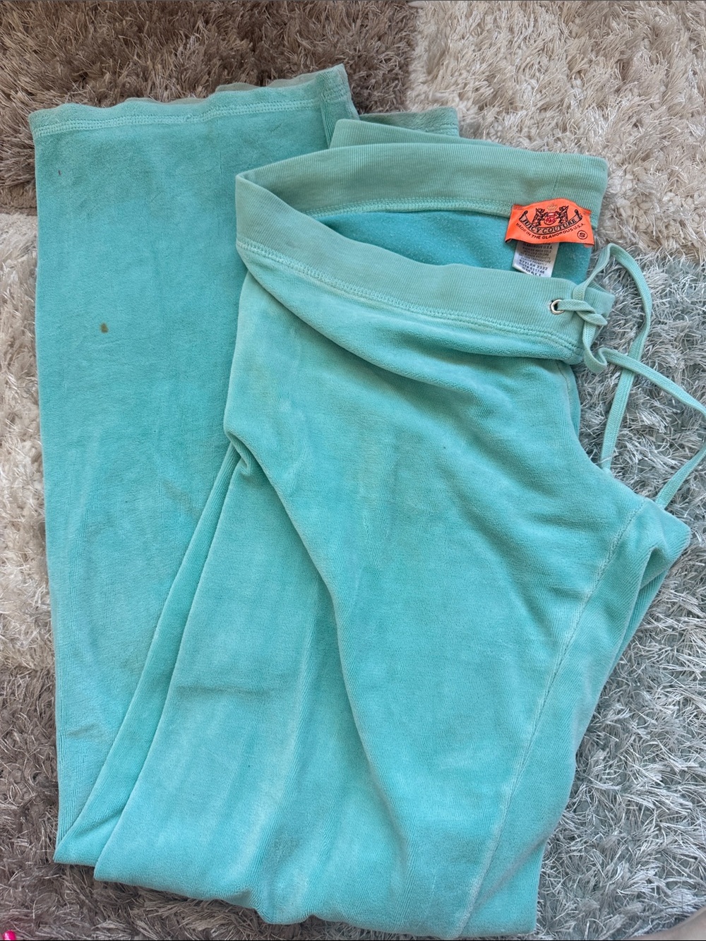 VINTAGE 2000s y2k Juicy Couture Velour Track Pants Low Rise women’s SM aqua teal